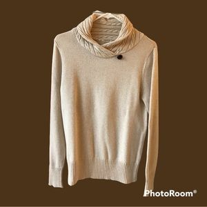 Beige Sweater with Wrap Collar